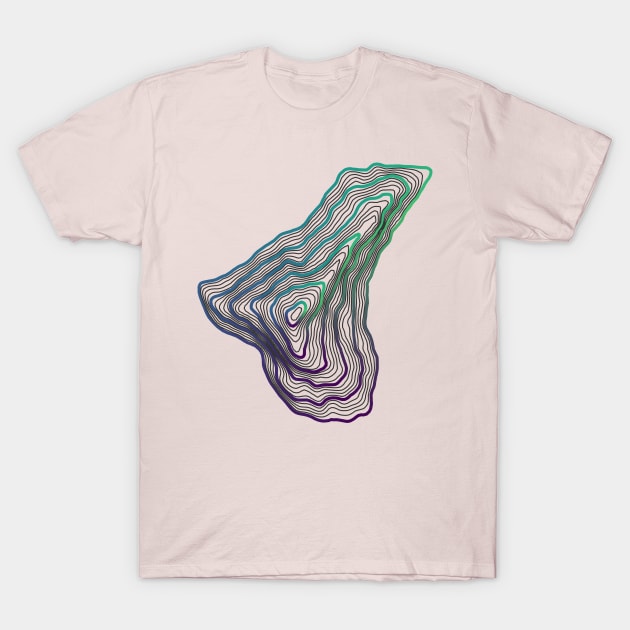 Contour map of Mount Everest purple and green T-Shirt by MapCarton